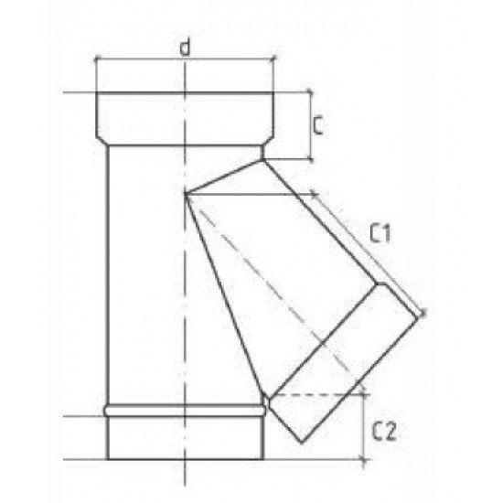 Тройник 45° Ø160 1 мм AISI 304 одностенный из нержавеющей стали