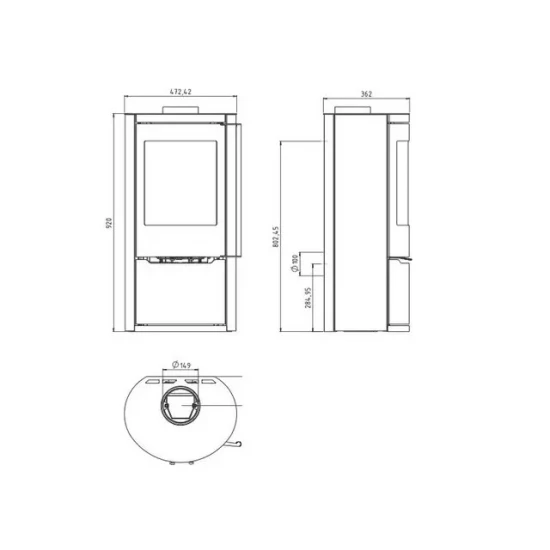 Сталева піч, камінофен Color Stove Si 7 BLACK STEEL