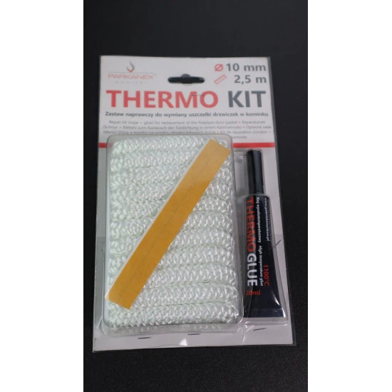 Ремкомплект для каміна або печі Termokit Parkanex, шнур Ø 10 мм 2,5 метра та термостійкий клей