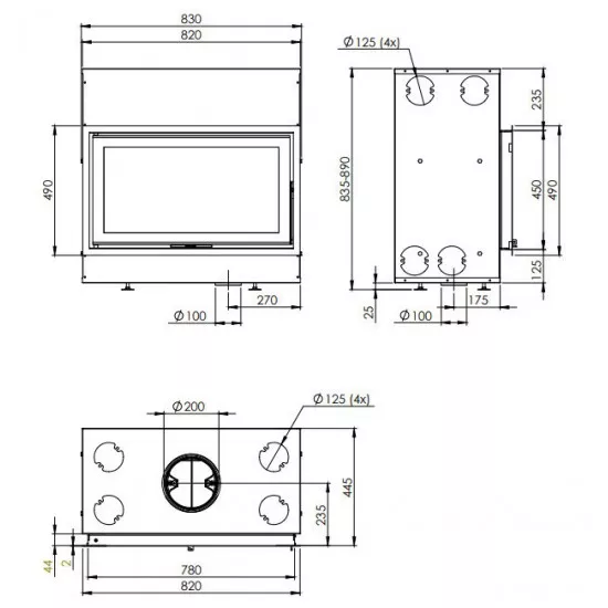 Каминная топка Dovre VISTA 802C с дистрибьютором