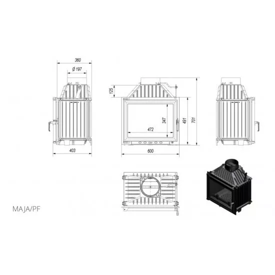 Камінна топка Kratki MAJA 12