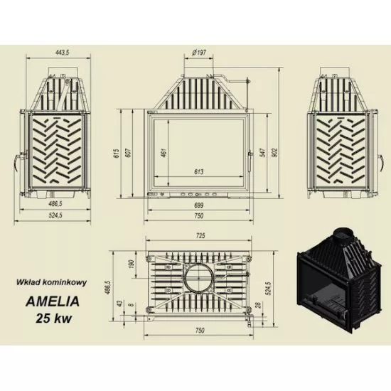 Каминная топка Kratki AMELIA 25